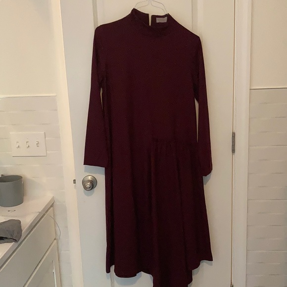 Plum, High- Low, Mock neck collar, Midi Dress - Picture 1 of 2